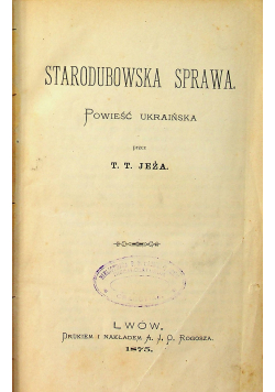 Starobudowska sprawa powieść ukraińska 1875 r