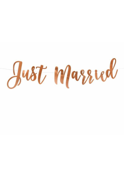 Baner Just Married różowe złoto 20x77cm