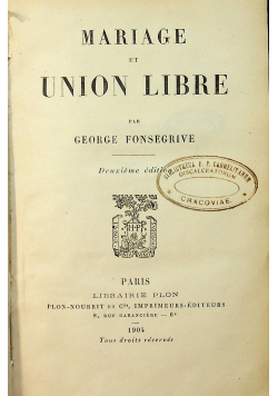 Mariage et Union Libre 1904 r
