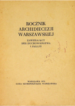 Rocznik Archidiecezji Warszawskiej zawierający spis duchowieństwa