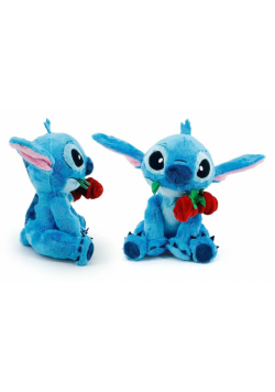 Disney maskotka pluszowa Stitch z różą 25cm