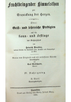 Fruchtbringender Himmelsthau zur Erquickung der Herzen 3 tomy 1864 r.