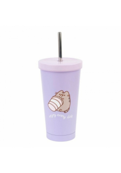 Kubek 500ml Pusheen metalowy z rurką VM03