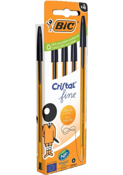 Długopis Cristal Original Fine czarny 4szt BIC
