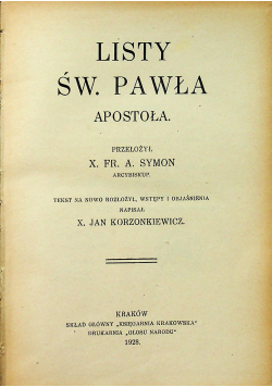 Listy Św Pawła Apostoła 1928 r.