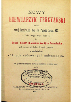 Nowy Brewiarzyk Tercyarski 1892 r