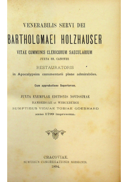 Venerabilis servi dei Bartholomaei Holzhauser 1894 r.