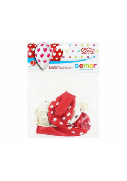 Balony premium serduszka czerwone/ białe 30cm 5szt