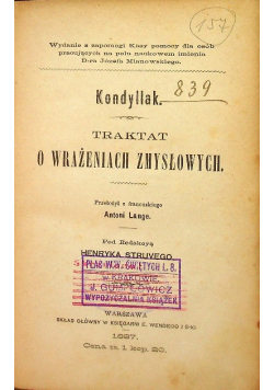 Traktat o wrażeniach zmysłowych 1887 r.