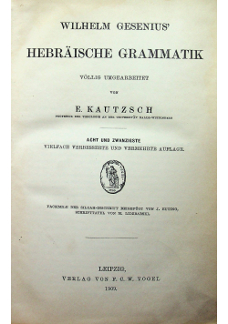 Wilhelm Gesenius Hebraische Grammatik 1909 r