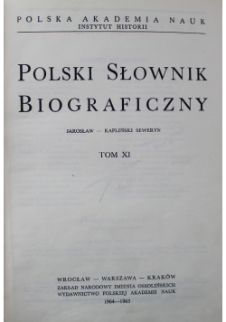 Polski Słownik Biograficzny Tom XI