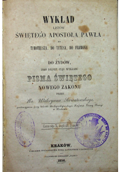 Wykład listów Świętego Apostoła Pawła 1856 r.