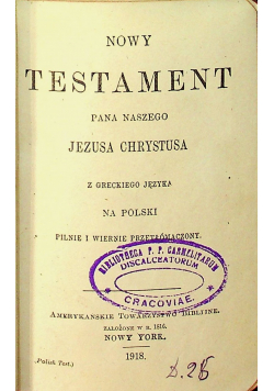 Nowy testament pana naszego Jezusa Chrystusa 1918r