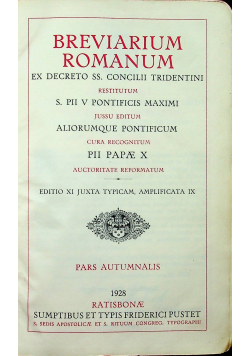 Breviarium Romanum Pars Autumnalis 1928r
