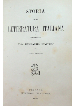 Storia della literatura Italiana 1887 r