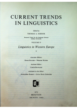 Current trends in linguistics vol 9 part 1