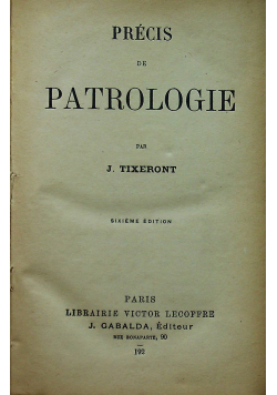 Precis de Patrologie 1918 r