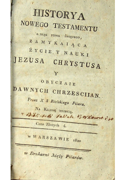 Historya Nowego Testamentu 1820 r