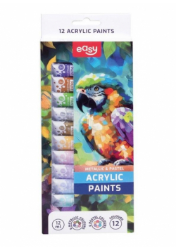 Farby akrylowe 12 kolorów EASY