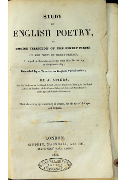Study of english poetry 1856 r.