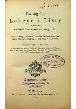 ewangelie Lekcye i Listy 1913 r.