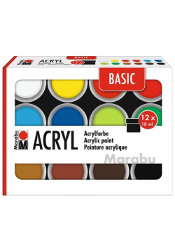 Farby akrylowe Basic 18ml 12 kolorów
