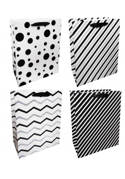 Torba prezentowa 26x32 czarno-biała