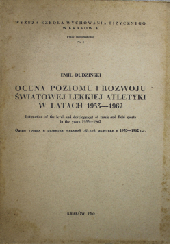 Ocena poziomu i rozwoju światowej lekkiej atletyki w latach 1953 1962