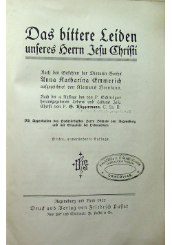 Das bittere leiden unseres herrn Jesu Christi 1917 r.