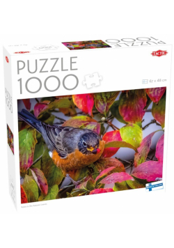 Puzzle 1000 Robin w jesiennych liściach