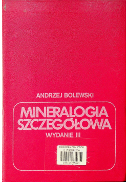 Mineralogia szczegółowa wydanie III