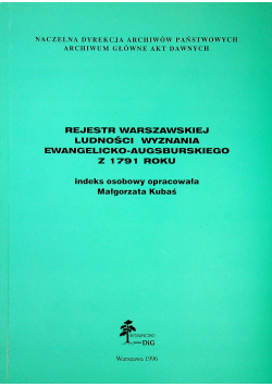 Rejestr warszawskiej ludności wyznania ewangelicko augusburskiego z 1791 roku