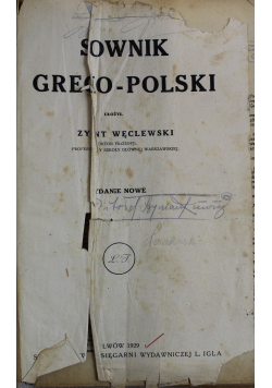 Słownik grecko polski 1929 r