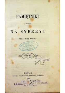 Pamiętniki z pobytu na Syberyi Tom III 1861 r.