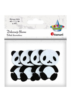 Filcowe pandy 3D 42x60mm biało-czarne 4szt