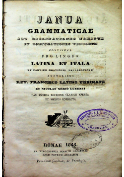 Janua Grammaticae Latina et Italia 1844 r.