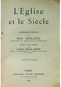 LEglise et le Siecle 1894 r.