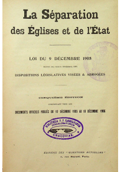La separation des Eglises et de lEtat 1905 r.