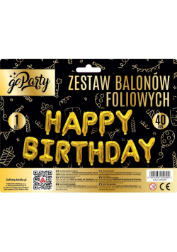 Zestaw złotych liter Happy Birthday