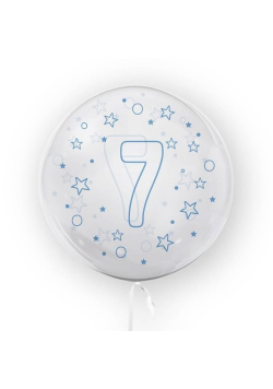 Balon 45cm Gwiazdki cyfra 7 niebieski TUBAN