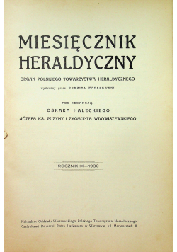 Miesięcznik heraldyczny 9 nr 1930 r.