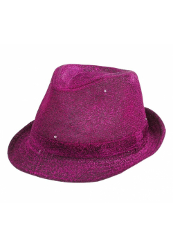 Kapelusz świecący brokat purpurowy