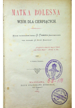 Matka bolesna wzór dla cierpiących 1887 r.
