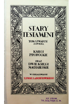 Stary Testament tom IV 1929r.