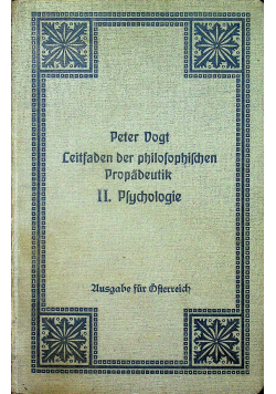 Leitfaden der philosophischen Propadeutik II Psychologie 1911 r
