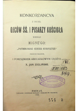 Konkordancya z dzieł Ojców ŚŚ i pisarzy Kościoła 1908 r.