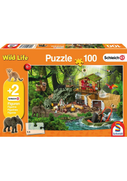 Puzzle 100 Schleich Stacja badawcza + 2 figurki G3