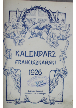 Kalendarz Franciszkański 1926r