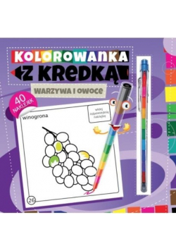 Kolorowanka z kredką - Warzywa i owoce