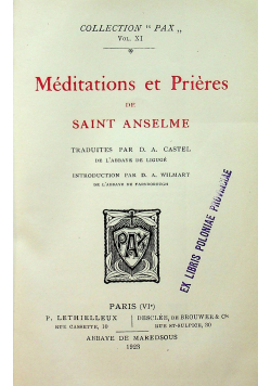 Meditations et Prieres 1923r